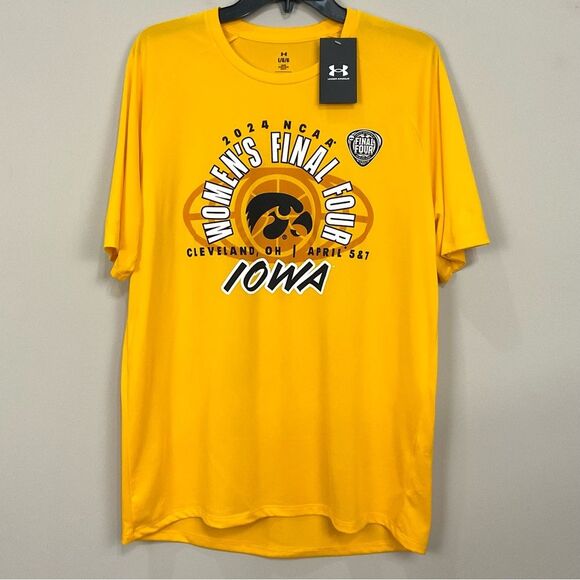 2024 Womens Final Four Tee Iowa Yellow UA T-Shirt New Basketball Collegiate NCAA - Picture 1 of 4